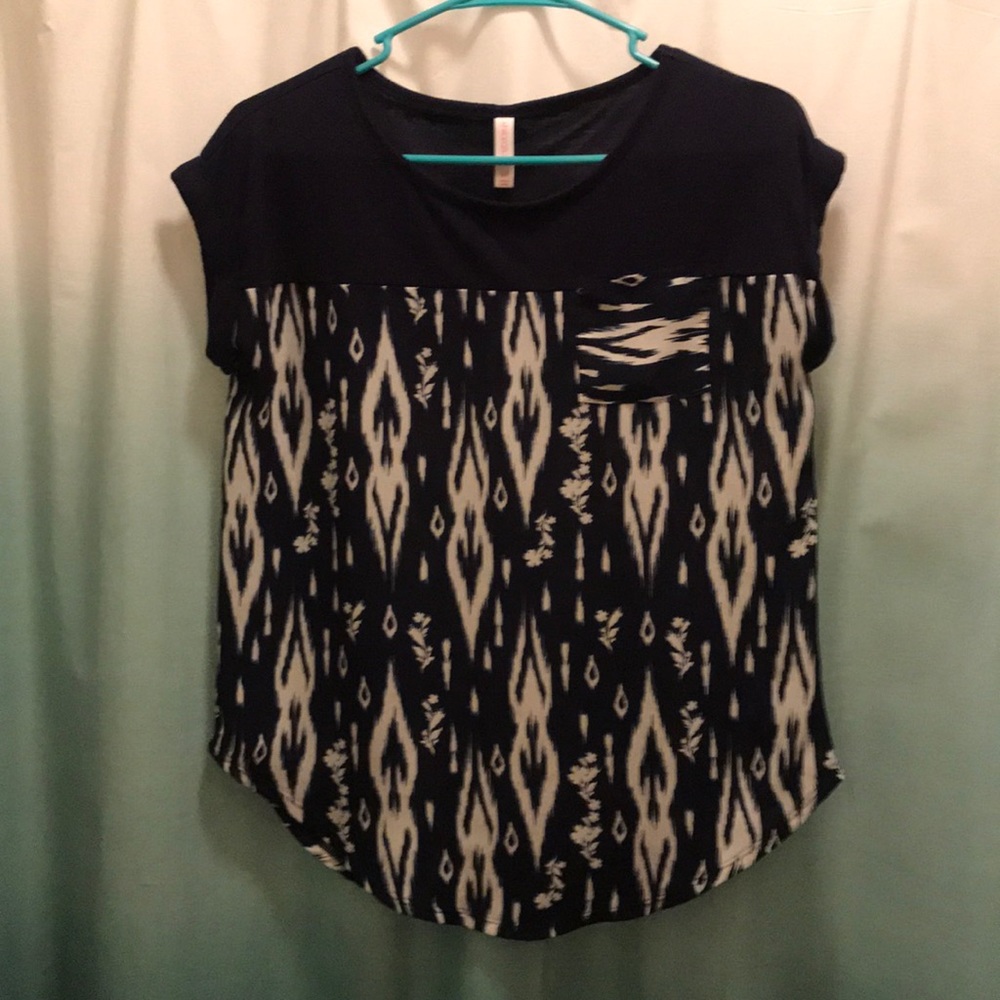 Navy Blue and Print Design.